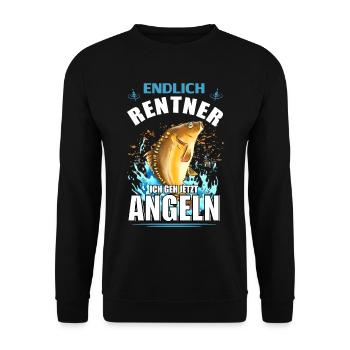 Ruhestand Endlich Rentner ich geh jetzt angeln - Unisex Pullover - Schwarz - Vorne - Alina (178cm) & Michal (187cm)