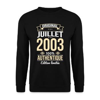 Anniversaire 20 ans - Original - Juillet 2003 - Sweat-shirt Unisexe - noir - Devant - Alina (178cm) & Michal (187cm)