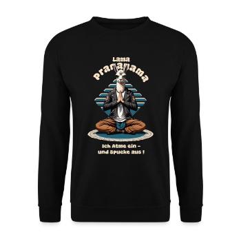 Lustige Lama - Unisex Pullover - Schwarz - Vorne - Alina (178cm) & Michal (187cm)