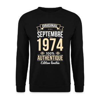50. Jahrestag - Original - September 1974 - Unisex Pullover - Schwarz - Vorne - Alina (178cm) & Michal (187cm)