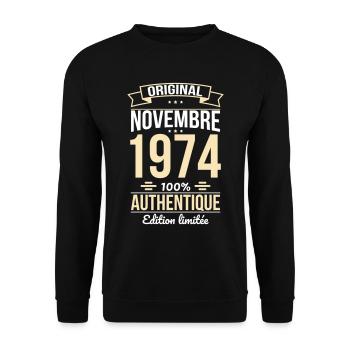 50. Jahrestag - Original - November 1974 - Unisex Pullover - Schwarz - Vorne - Alina (178cm) & Michal (187cm)