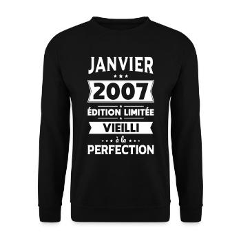 18th Birthday - January 2007 Perfection - Unisex Sweatshirt - black - Front - Alina (178cm) & Michal (187cm)