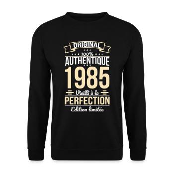Anniversaire 40 ans - Original - 1985 - Sweat-shirt Unisexe - noir - Devant - Alina (178cm) & Michal (187cm)