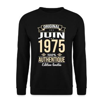 50. Jahrestag - Original - Juni 1975 - Unisex Pullover - Schwarz - Vorne - Alina (178cm) & Michal (187cm)