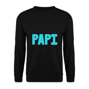 PAPY. FÊTE DES PÈRES. BONNE FÊTE PAPY. JE T'AIME. - Sweat-shirt Unisexe - noir - Devant - Alina (178cm) & Michal (187cm)