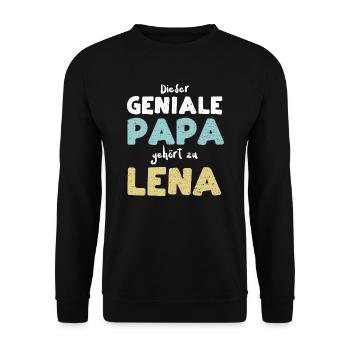 Dieser Geniale Papa Gehört Zu Lena - Unisex Pullover - Schwarz - Vorne - Alina (178cm) & Michal (187cm)