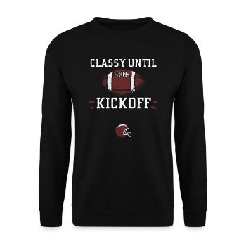 Classy Until Kickoff - Football - Unisex Pullover - Schwarz - Vorne - Alina (178cm) & Michal (187cm)