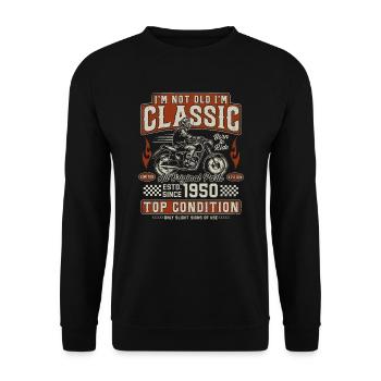 Moto rétro vintage des années 1950 - Sweat-shirt Unisexe - noir - Devant - Alina (178cm) & Michal (187cm)