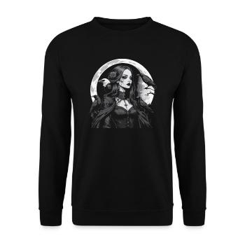 gothic girl with ravens over the moon - Unisex Sweatshirt - black - Front - Alina (178cm) & Michal (187cm)