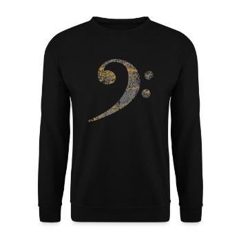 Bassschlüssel, Bass Clef distressed - Unisex Pullover - Schwarz - Vorne - Alina (178cm) & Michal (187cm)