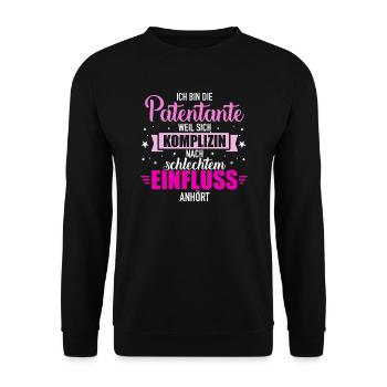 Patentante - Unisex Pullover - Schwarz - Vorne - Alina (178cm) & Michal (187cm)