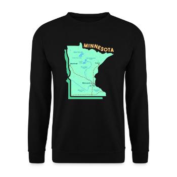 Karte von Minnesota Design für stolze Minnesotaner - Unisex Pullover - Schwarz - Vorne - Alina (178cm) & Michal (187cm)