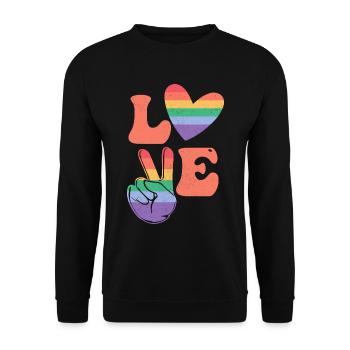 Gay Lesbian Rainbow T-Shirt Gift Idea - Unisex Sweatshirt - black - Front - Alina (178cm) & Michal (187cm)