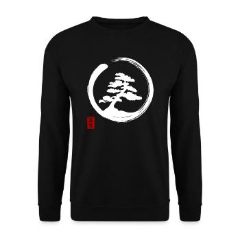 Bonsai Kreis Enso Zen Meditation Japan Kunst - Unisex Pullover - Schwarz - Vorne - Alina (178cm) & Michal (187cm)