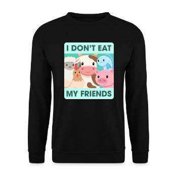 Friends Huhn Kuh Schaf Design für Veganer - Unisex Pullover - Schwarz - Vorne - Alina (178cm) & Michal (187cm)