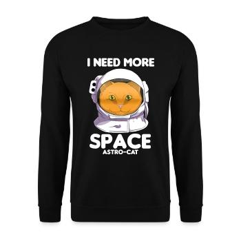 I Need More Space Astro-Cat Katzenliebhaber - Unisex Pullover - Schwarz - Vorne - Alina (178cm) & Michal (187cm)