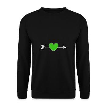 grünes Herz Pfeil Herzen Geschenk Valentinstag - Unisex Pullover - Schwarz - Vorne - Alina (178cm) & Michal (187cm)