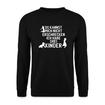 Drei Kinder 3 Eltern Mama Papa Geschenk - Unisex Pullover - Schwarz - Vorne - Alina (178cm) & Michal (187cm)