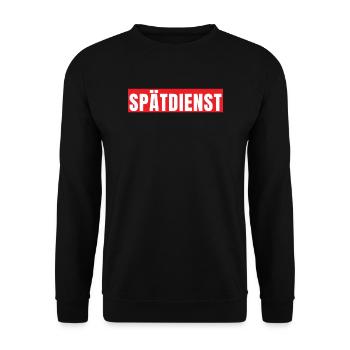 Spätschicht Spätdienst Schichtarbeit Geschenk - Unisex Pullover - Schwarz - Vorne - Alina (178cm) & Michal (187cm)