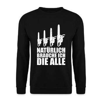 Holz Machen Holzfäller Lustige Sprüche - Unisex Pullover - Schwarz - Vorne - Alina (178cm) & Michal (187cm)