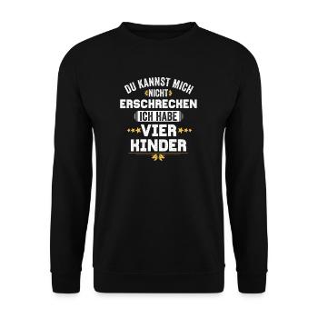 Papa Mama Kind Spruch Lustig Vater Mutter 4 Kinder - Unisex Pullover - Schwarz - Vorne - Alina (178cm) & Michal (187cm)