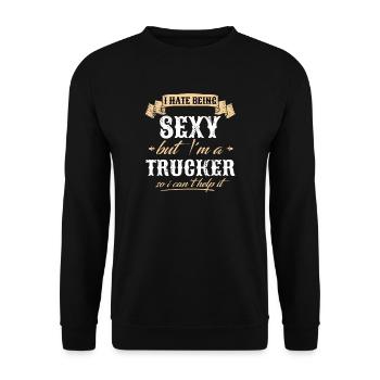 Sexy Trucker Truck Driver Lkw Fahrer Lustig - Unisex Pullover - Schwarz - Vorne - Alina (178cm) & Michal (187cm)