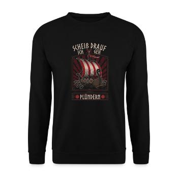 Plündern Nordmänner Krieger Wikinger Germanen - Unisex Pullover - Schwarz - Vorne - Alina (178cm) & Michal (187cm)