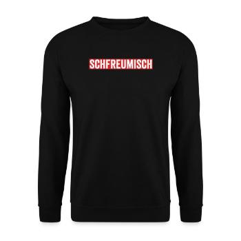 Schfreumisch Kölsches Ich Freu Mich Alaaf Karneval - Unisex Pullover - Schwarz - Vorne - Alina (178cm) & Michal (187cm)