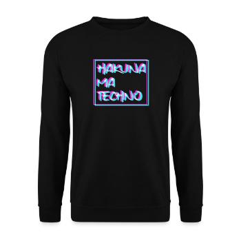 Hakuna Ma Techno Trippy EDM Festival Hardstyle Har - Unisex Pullover - Schwarz - Vorne - Alina (178cm) & Michal (187cm)