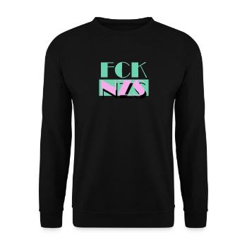 FCK NZS AFD Against Racism - Unisex Sweatshirt - black - Front - Alina (178cm) & Michal (187cm)