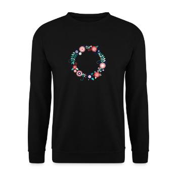 Blumen Blume Blumenkranz selbst gestalten - Unisex Pullover - Schwarz - Vorne - Alina (178cm) & Michal (187cm)