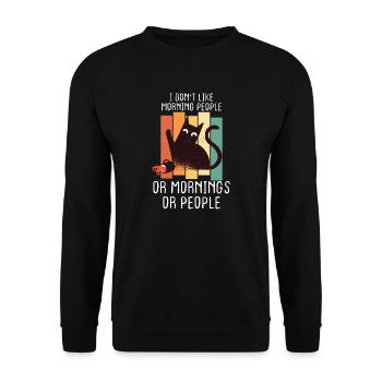 Morgenmuffel Katze Katzen Kaffee Geschenk - Unisex Pullover - Schwarz - Vorne - Alina (178cm) & Michal (187cm)