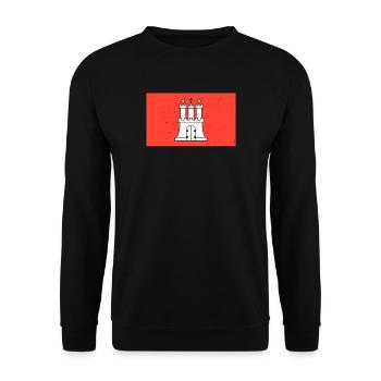 Hamburg Logo Flagge Wappen Fahne Geschenk - Unisex Pullover - Schwarz - Vorne - Alina (178cm) & Michal (187cm)
