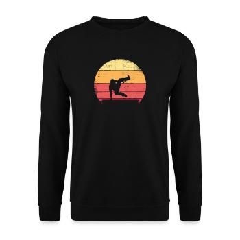 Lustige Parkour Freerunning Sport Geschenke - Unisex Pullover - Schwarz - Vorne - Alina (178cm) & Michal (187cm)