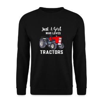 Ein Mädchen, das Traktoren liebt - Unisex Pullover - Schwarz - Vorne - Alina (178cm) & Michal (187cm)