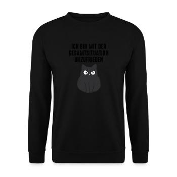 Ich Bin Mit Der Gesamtsituation Unzufrieden Katze - Unisex Pullover - Schwarz - Vorne - Alina (178cm) & Michal (187cm)