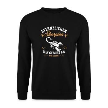 Sternzeichen Geschenke Skorpion Spruch - Unisex Pullover - Schwarz - Vorne - Alina (178cm) & Michal (187cm)