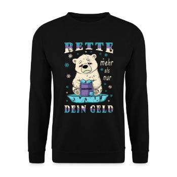 Eisbären Retten - Unisex Pullover - Schwarz - Vorne - Alina (178cm) & Michal (187cm)