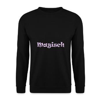 Magisch pinker Schriftzug - Unisex Pullover - Schwarz - Vorne - Alina (178cm) & Michal (187cm)