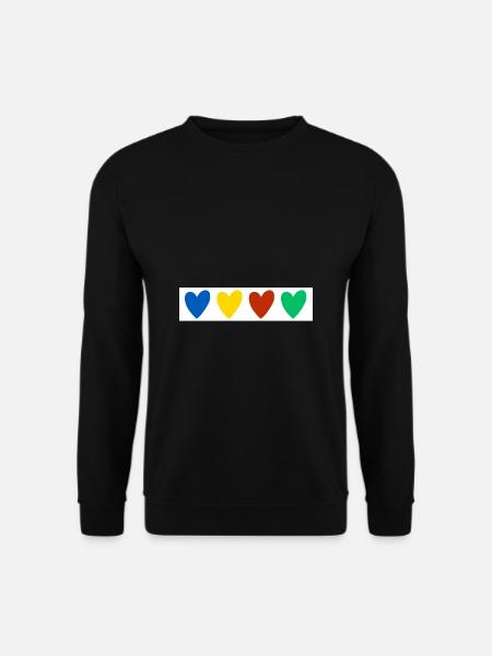 4 herzen - blau gelb rot grün - Unisex Pullover - Schwarz