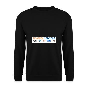 schönen samstag - Unisex Pullover - Schwarz - Vorne - Alina (178cm) & Michal (187cm)