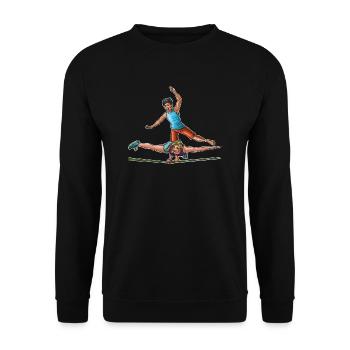 Slackliner - Slackline-Liebhaber - Unisex Pullover - Schwarz - Vorne - Alina (178cm) & Michal (187cm)