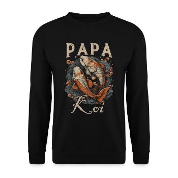 Papa Koi Japanischer Vatertag - Unisex Pullover - Schwarz - Vorne - Alina (178cm) & Michal (187cm)