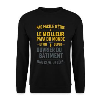 Papa ouvrier du bâtiment cadeau fête des pères - Sweat-shirt Unisexe - noir - Devant - Alina (178cm) & Michal (187cm)