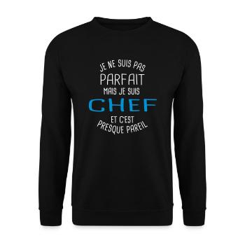 Pas parfait mais chef - Sweat-shirt Unisexe - noir - Devant - Alina (178cm) & Michal (187cm)