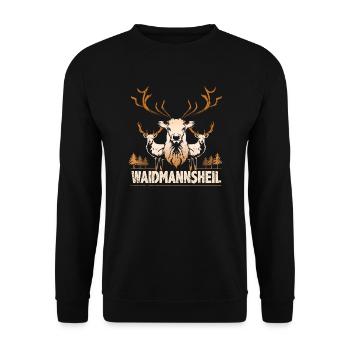 Jäger Waidmannsheil - Unisex Pullover - Schwarz - Vorne - Alina (178cm) & Michal (187cm)