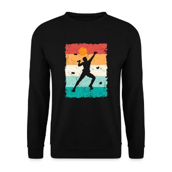Boulder Klettern Bouldern Kletterer Bergsteiger - Unisex Pullover - Schwarz - Vorne - Alina (178cm) & Michal (187cm)