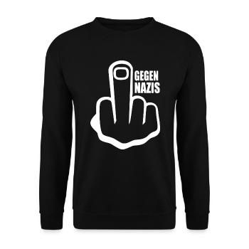 Gegen rechts Mittelfinger - Unisex Pullover - Schwarz - Vorne - Alina (178cm) & Michal (187cm)
