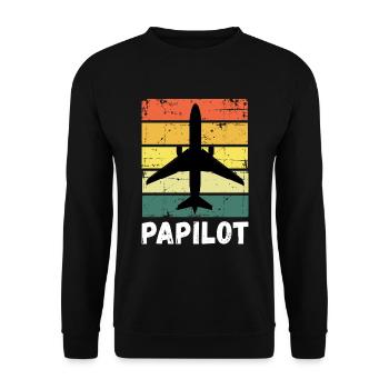 Pilot Dad Father Papilot - Unisex Sweatshirt - black - Front - Alina (178cm) & Michal (187cm)
