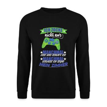 Zocken Gaming lustiger Spruch tshirt design - Unisex Pullover - Schwarz - Vorne - Alina (178cm) & Michal (187cm)